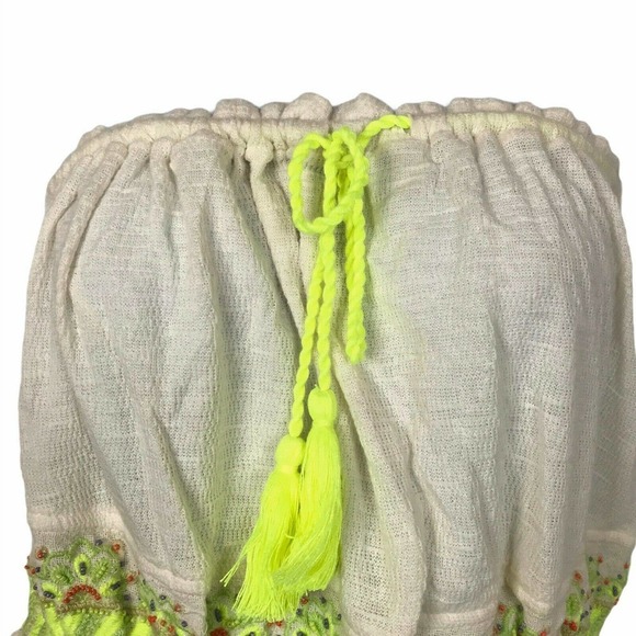 Free People Embroidered Off Shoulder Crop Top S - Picture 5 of 10